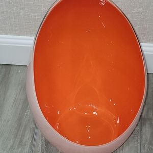 Unique Rare Retro Oblong Egg Pod Pink & Orange Glass Vase Decoration Art 1' Tall